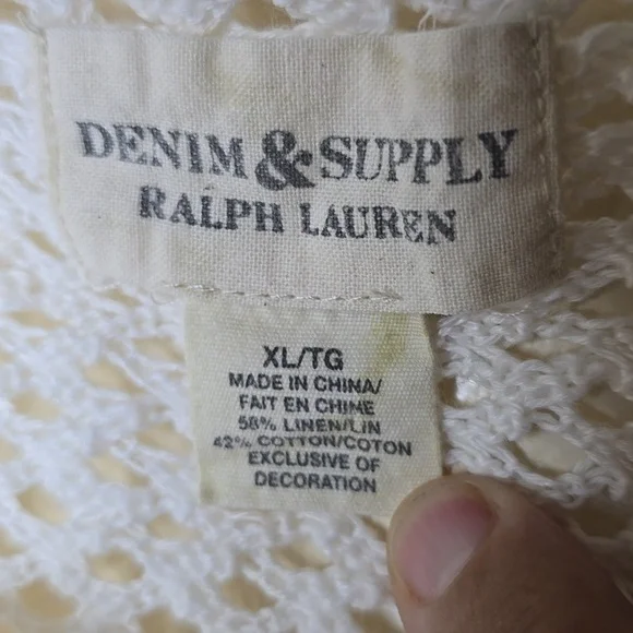 Ralph Lauren Denim & Supply White Knit Sweater Nautical Crochet - Picture 6 of 7